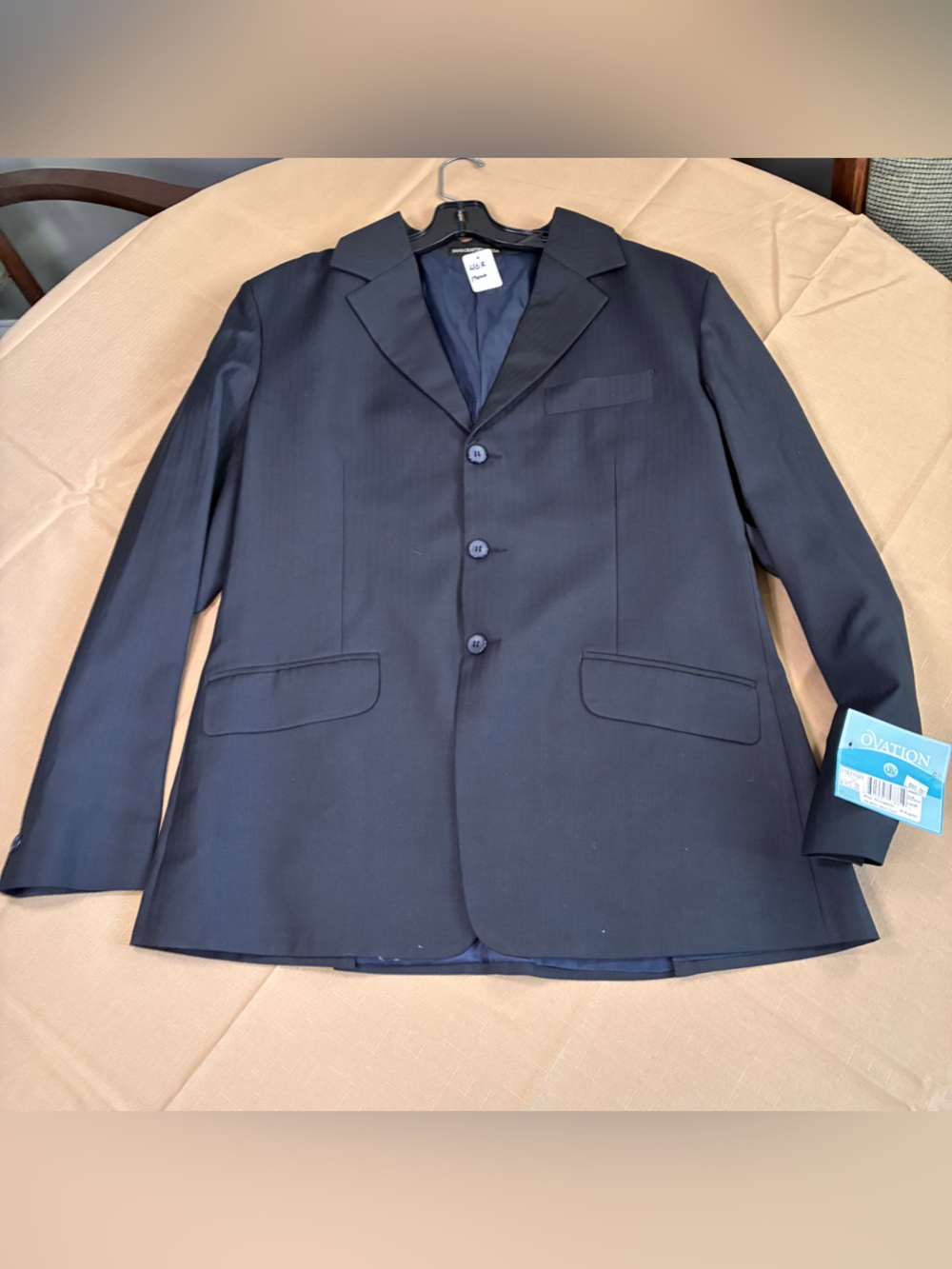 Ovation Navy Blue Herringbone Mens Show Coat 40 Regular New